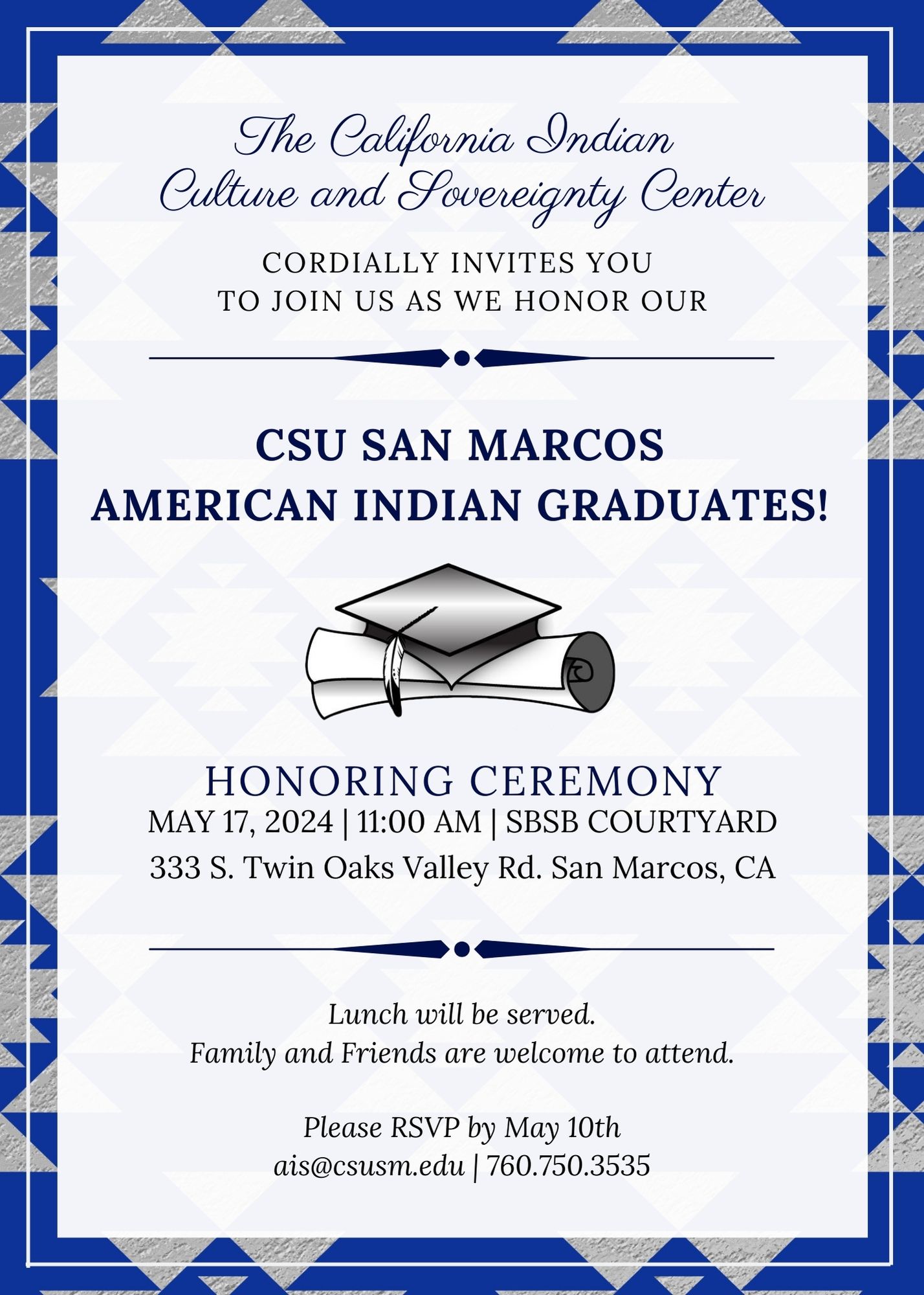 Flyer for the 2024 American Indian Graduate Honoring Ceremony