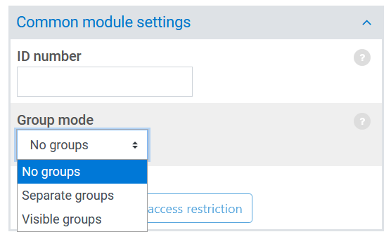 common module settings section