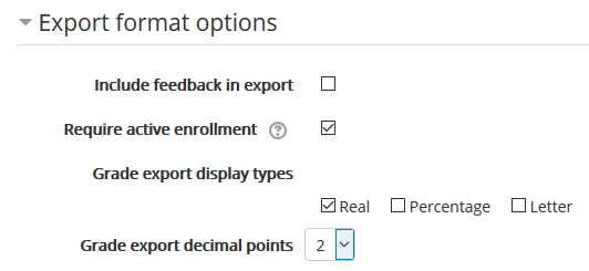 export format options
