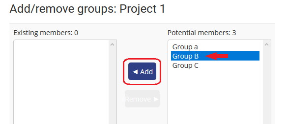 select group and click Add button
