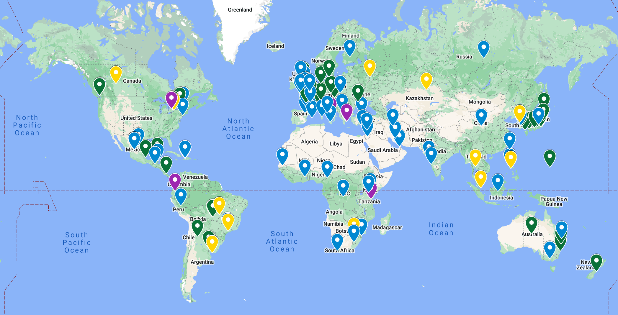 Image of CSUSM International Collaborations map with link to external detailed map