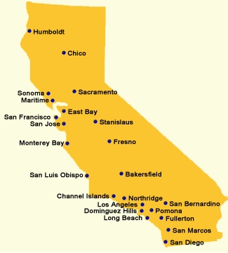 Map of campuses in The California State University San Marcos (CSU) system