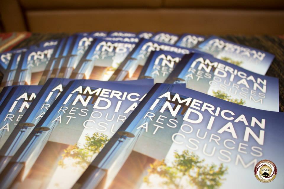 "American Indian Resources at CSUSM" brochures fanned out on a table