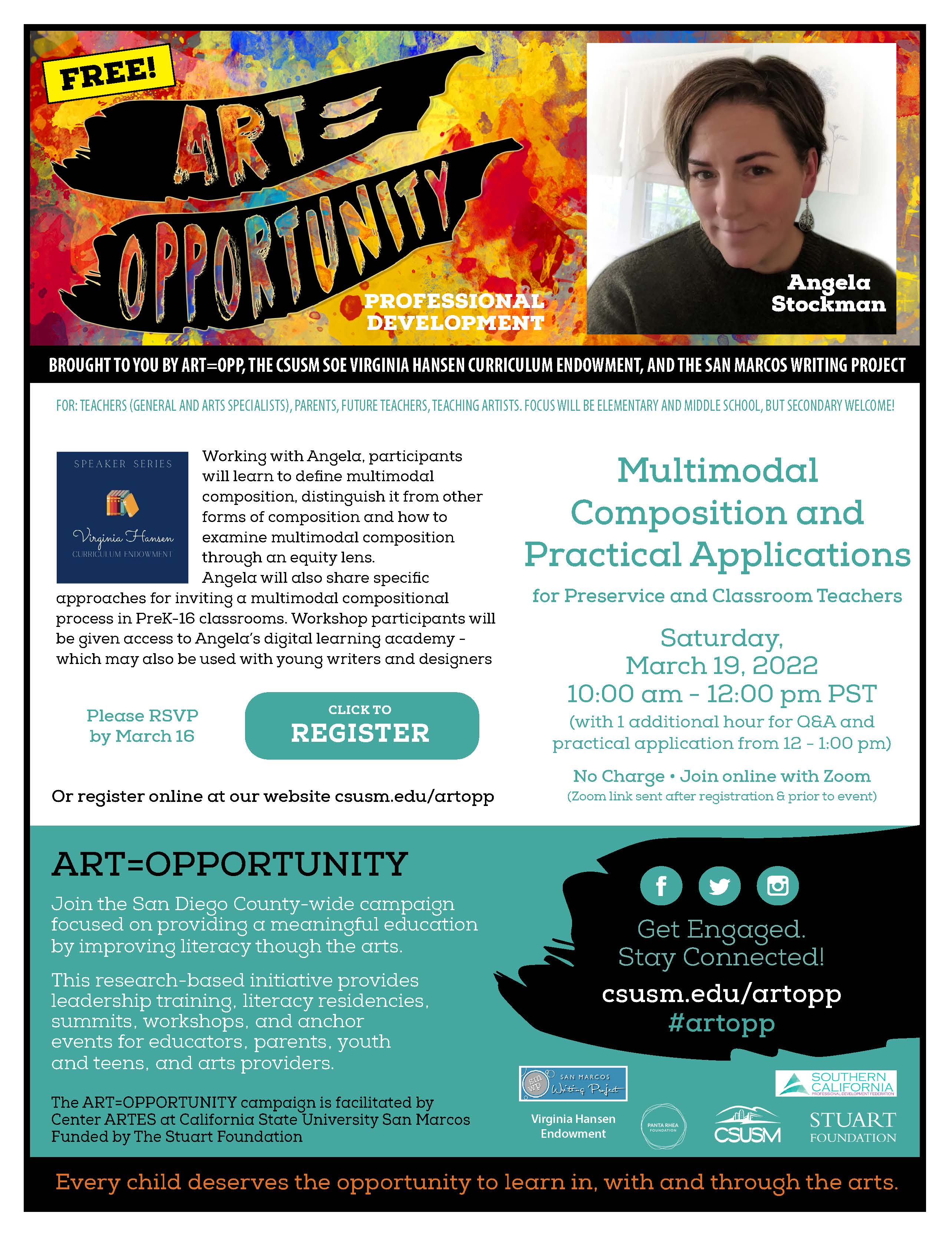 flyer for multimodal composition and practical applications professional development workshop march 19 2022