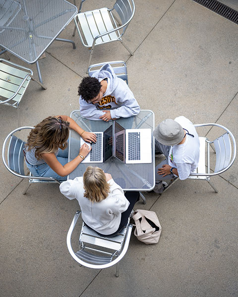 students studiing from above