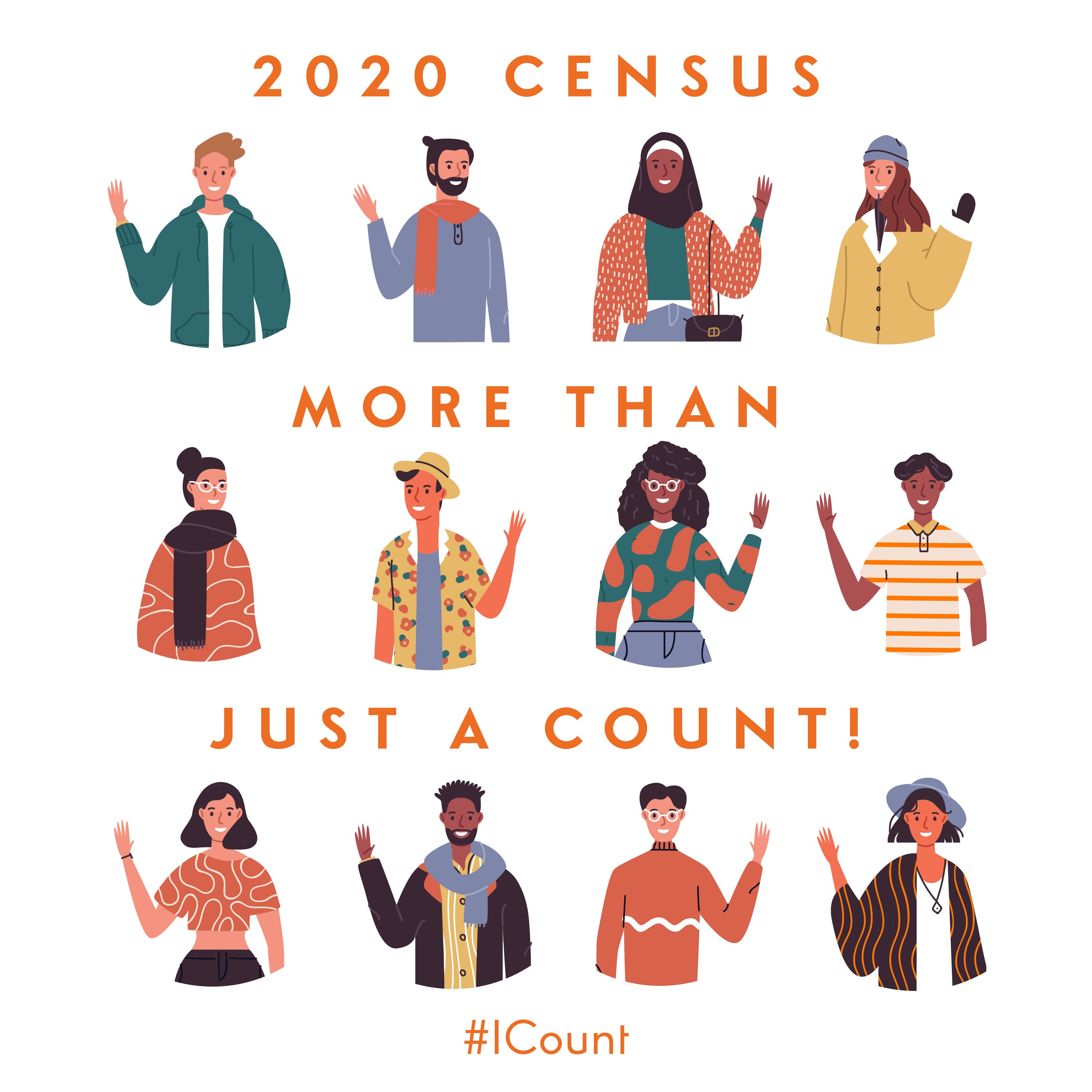 More than a count census - diverse people all waving