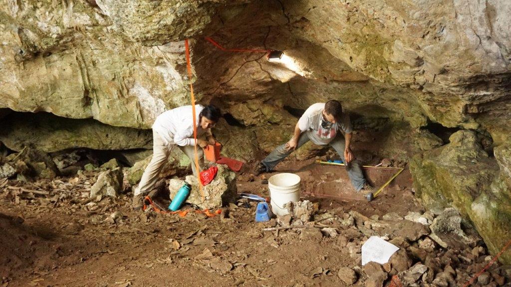 Ariana and Mike excavate Rio Frio Cave A