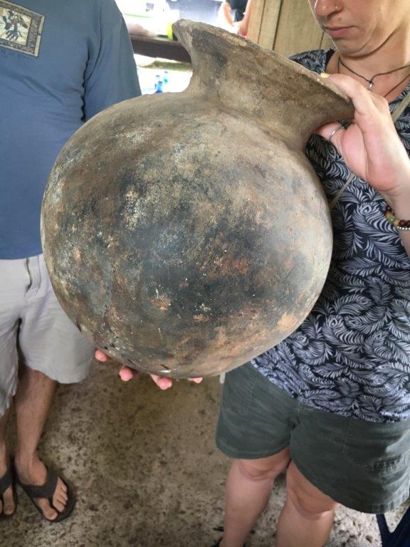 Jessica checking out an unearthed olla