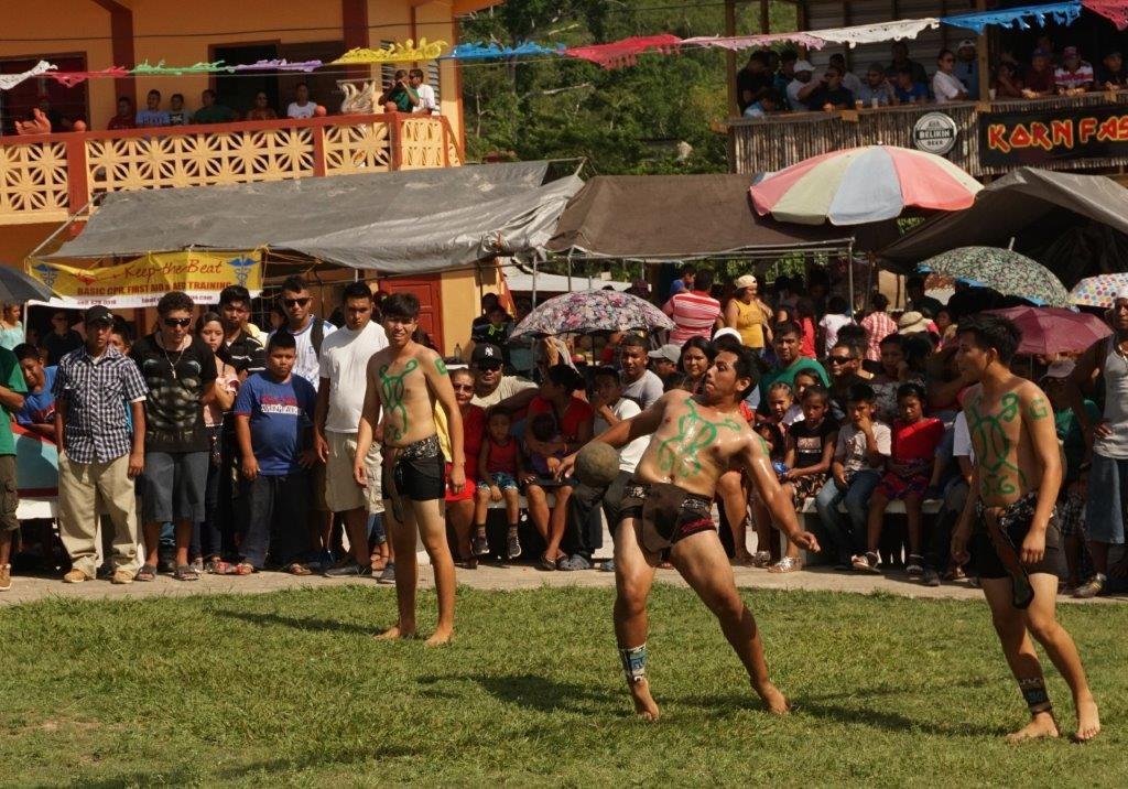 Maya playing traditional rubber ball game