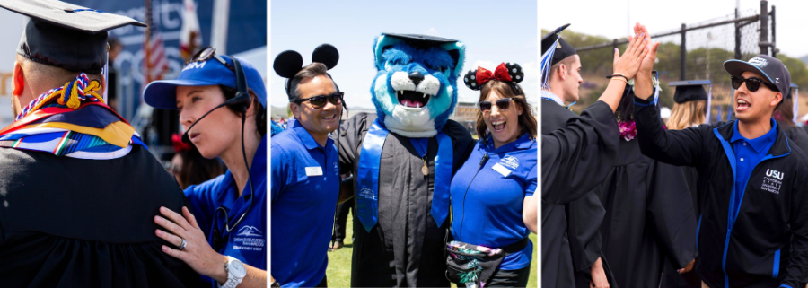 collage of staff assisting graduates