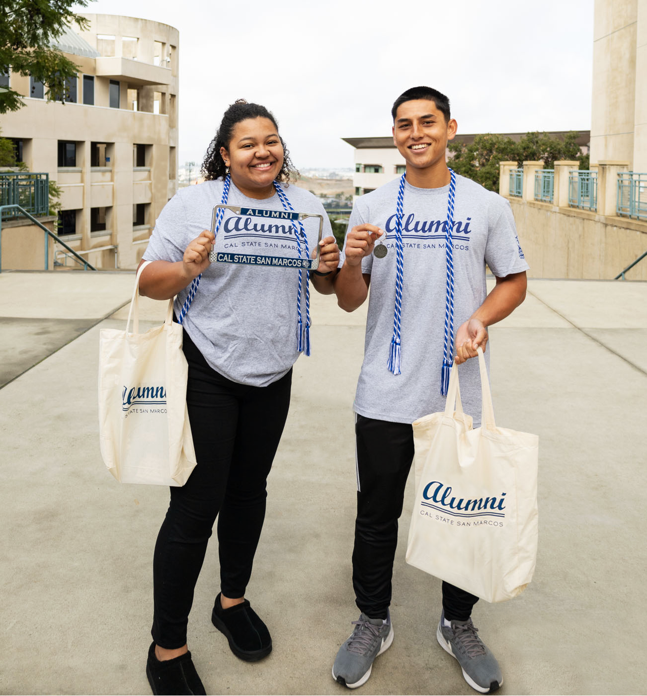 Class Champion Package items displayed by CSUSM graduates