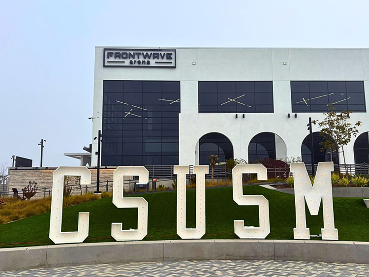 CSUSM letters outside Frontwave Arena