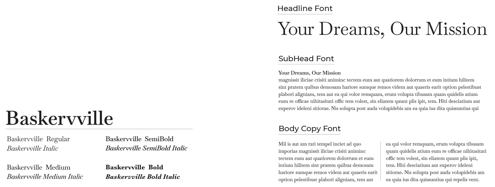 Use of Baskervville font examples