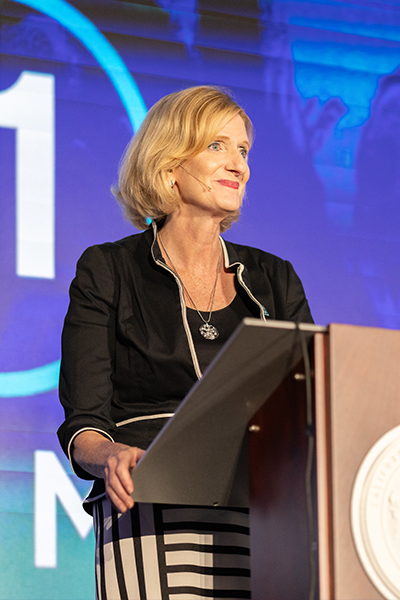 President Neufeldt speaking at a podium