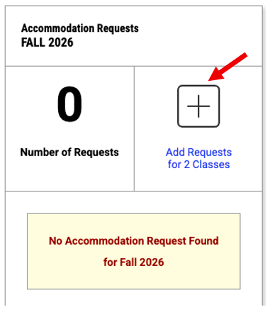 a plus sign to add accommodation requests