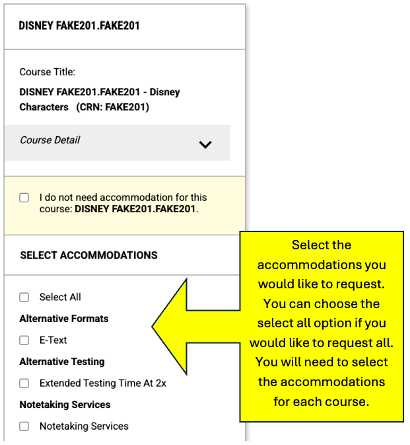 select the accommodations