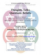 Thoughts. Talks. Questions. Beliefs. flyer