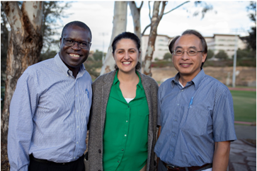 photo of three faculty memebers of CSUSM smiling 