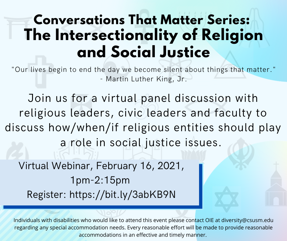 Conversations That Matter Series:  The Intersectionality of Religion and Social Justice