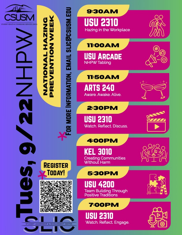 National Hazing Prevention Week 2026 Tuesday Schedule