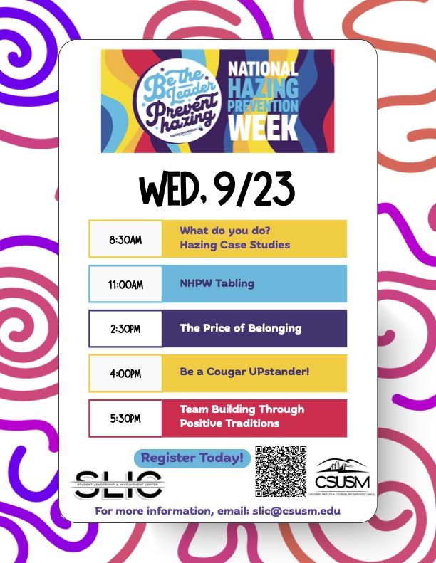 National Hazing Prevention Week 2026 Wednesday Schedule