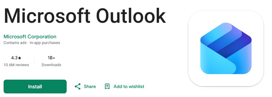 Microsoft Outlook App in Apple App Store