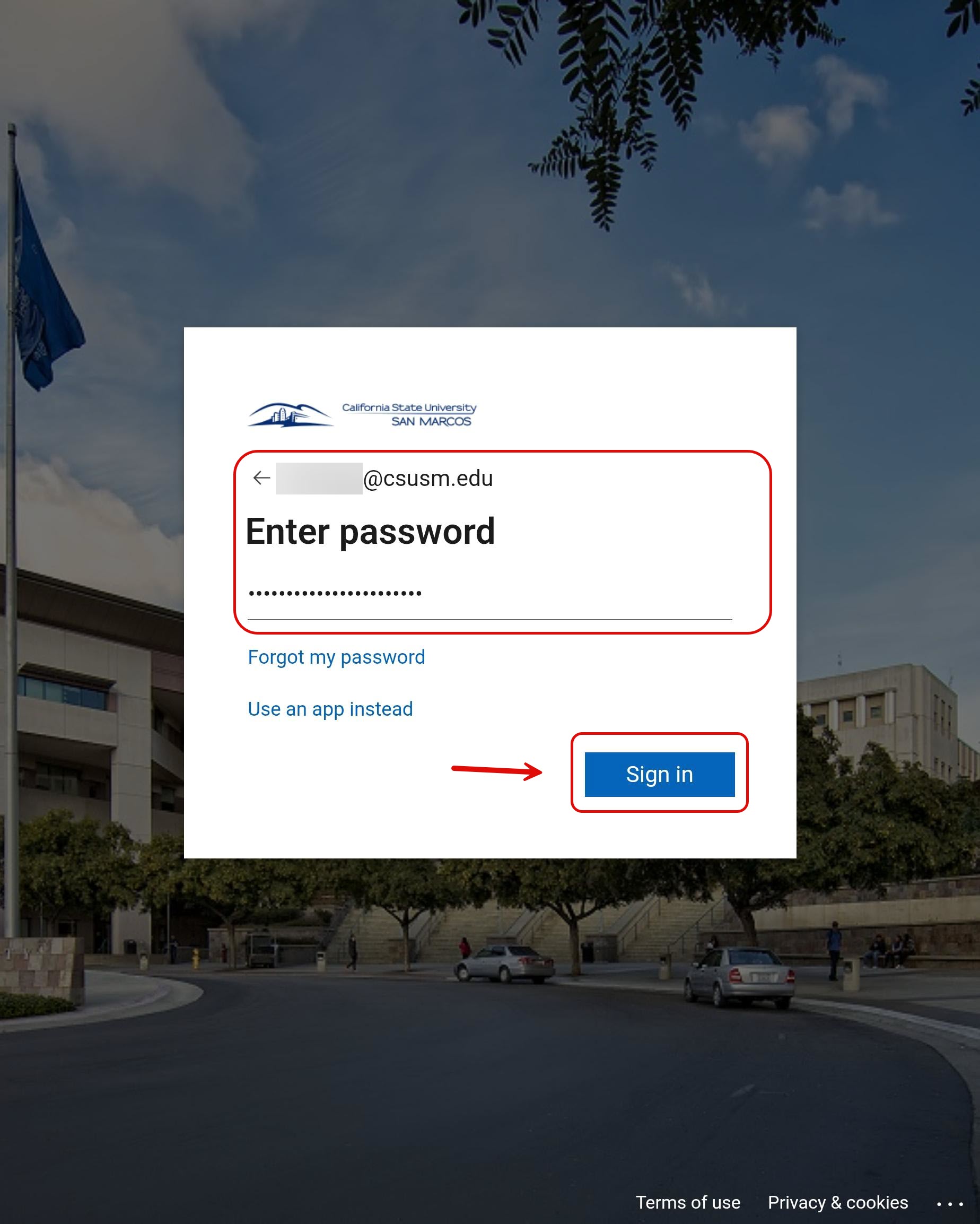 Step 3 Enter CSUSM Password