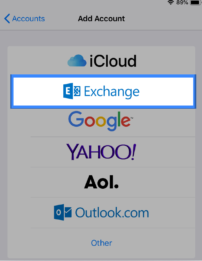 select exchange in email