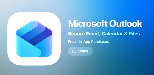 Microsoft Outlook App in Apple App Store