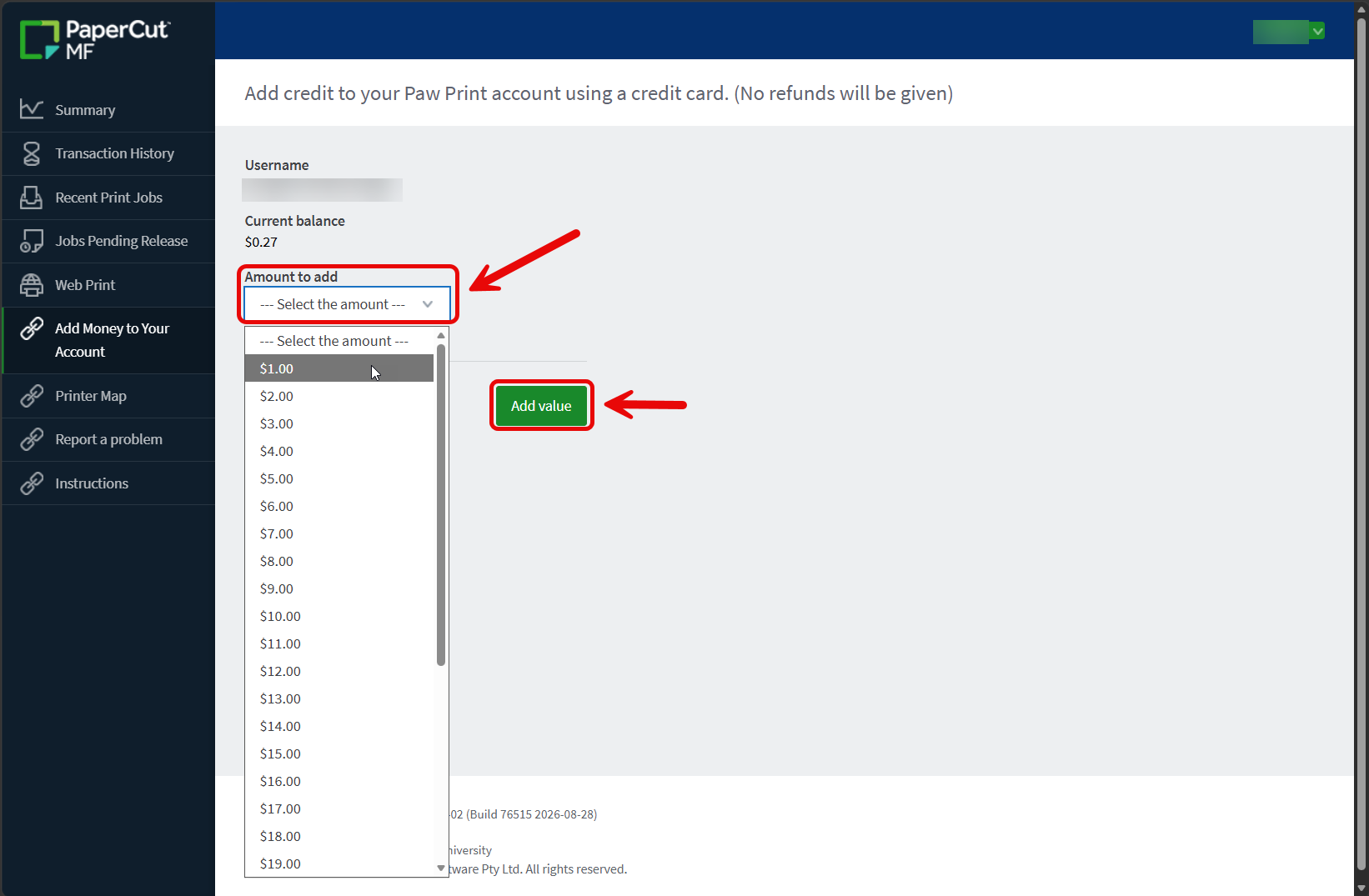 Pawprint Add Amount