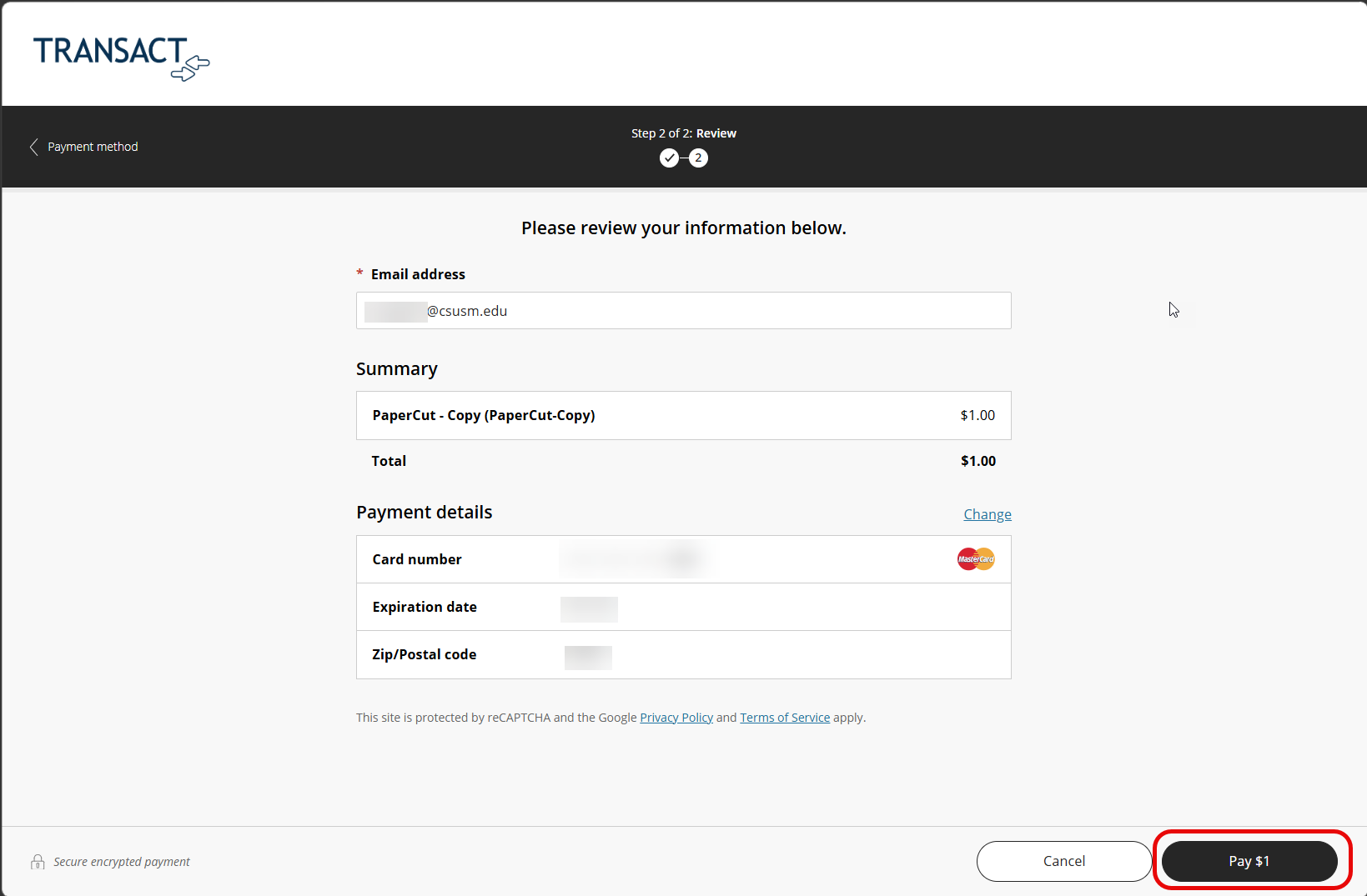 Finalizing card information