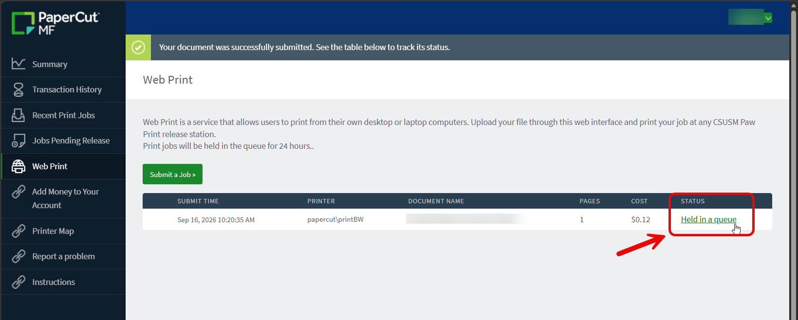 Held In Queue