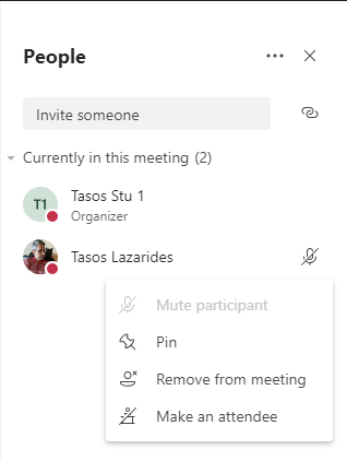 Meeting participants settings