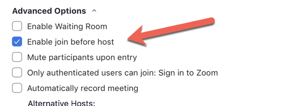 authenticated users option when setting up the zoom meeting