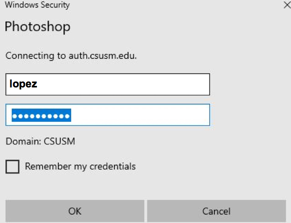 add csusm username and password