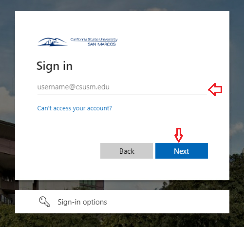 enter campus email and click Next