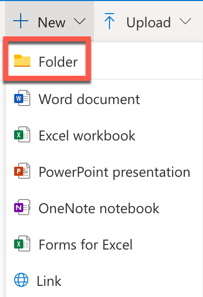 choose folder from the list of options