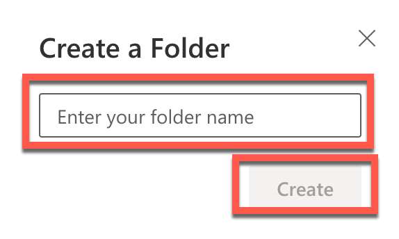 add name for folder and click the create button