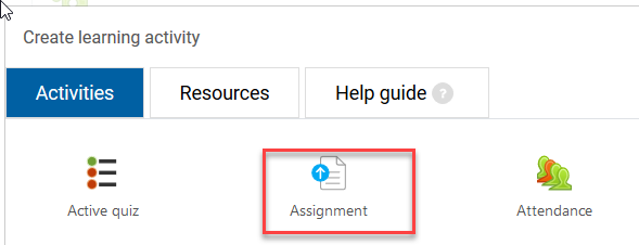 Activities tab, top row with assignment highlighted