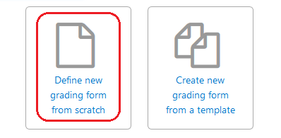 define new grading form from scratch button