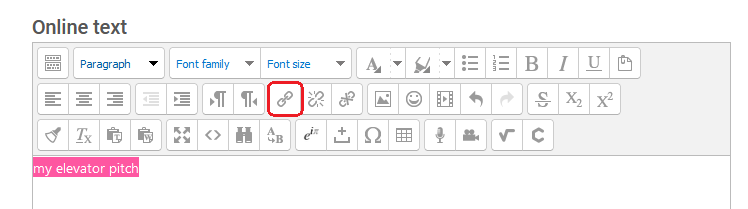 highlight text and click the link icon in the toolbar