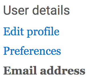 user profile options to choose edit profile link