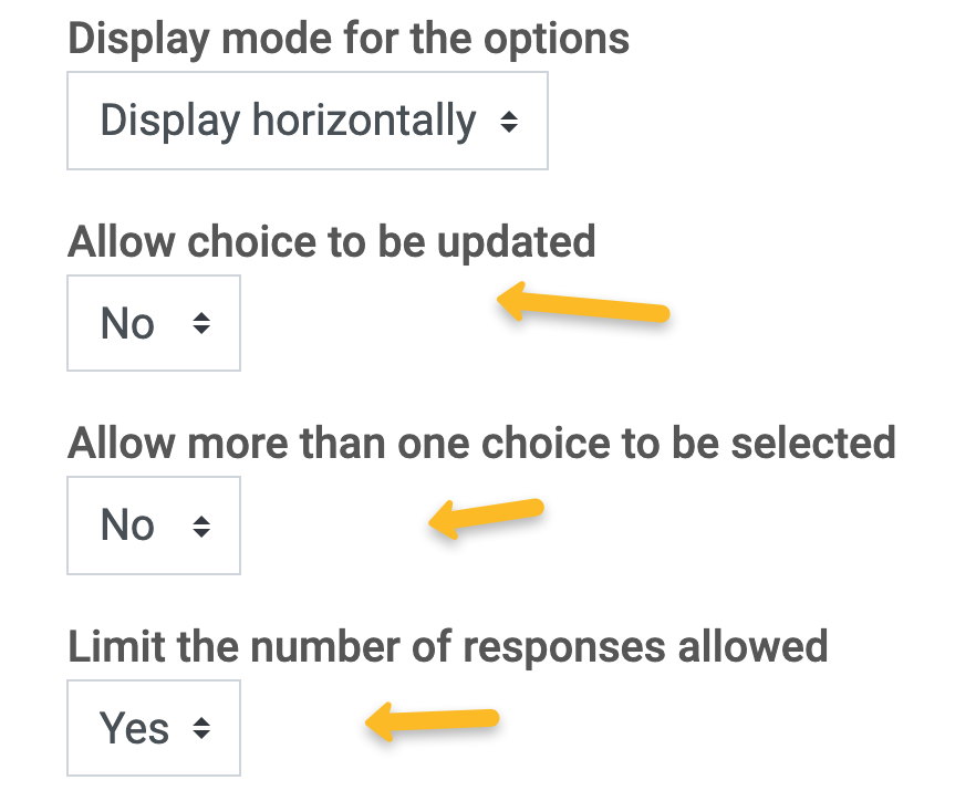 display options