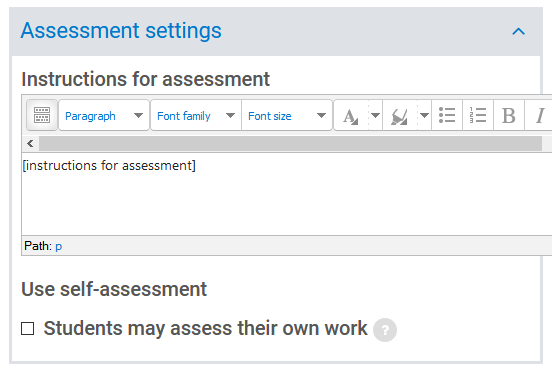 assessment settings