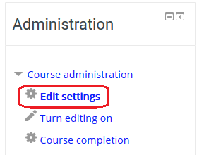 edit settings link in Administration block