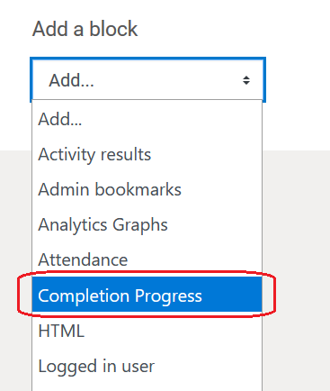 completion progress in the dropdown