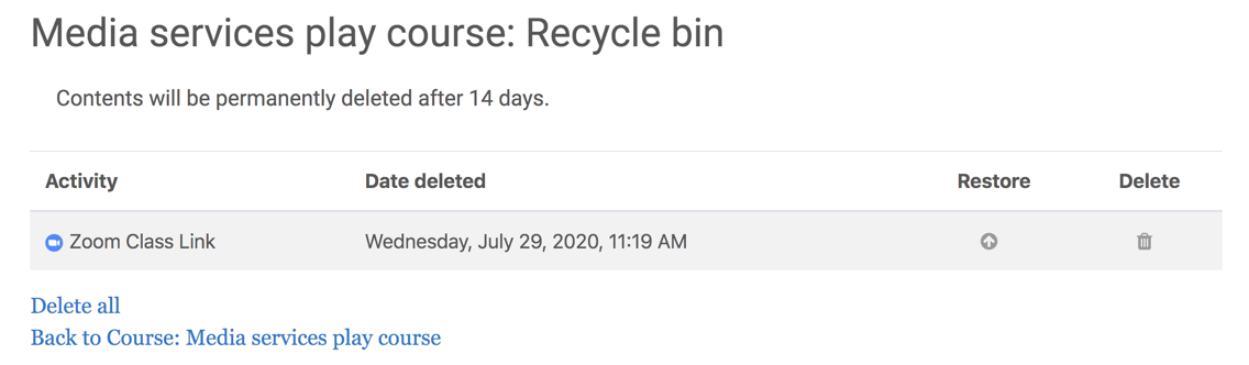 Recycle bin window