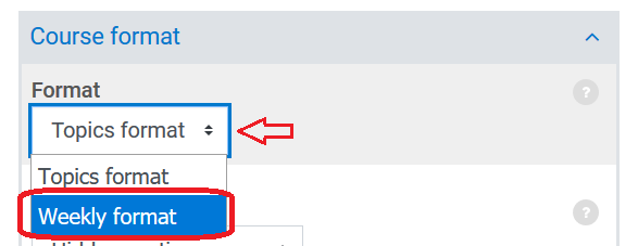 choose Weekly Format from Format dropdown