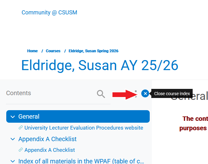 close course index