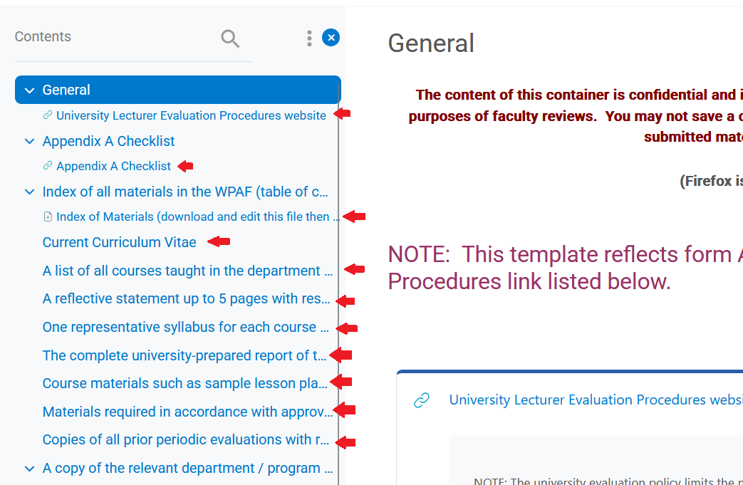 section items in the sections in the Course Index